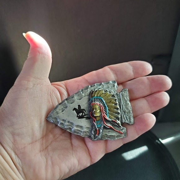 Siskiyou Other - Vintage 1988 Siskiyou Pewter Arrowhead Chief Joseph Belt Buckle USA Western J80